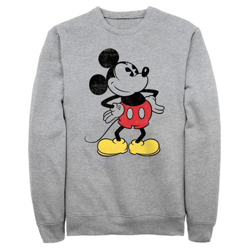 Men s Mickey Friends Classic Mickey Distressed Sweatshirt Athletic Heather Small Target