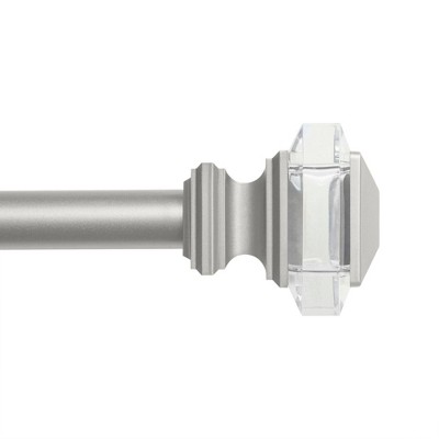Matte Silver Adjustable Curtain Rod with Acrylic Finials
