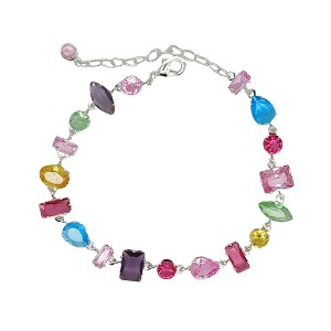Confetti CZ Tennis Bracelet for Women 8.5" White Gold Plated Colorful Cubic Zirconia - 1 of 4
