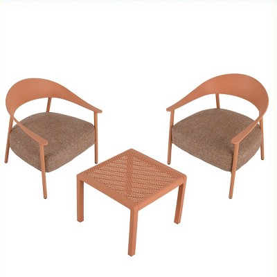 GlasFlength Accent Chairs Stackable Simple Seating Set All Weather Versatile For Indoor Outdoor Living Garden Restaurant, Brown, 29.13"*25"*29.53"