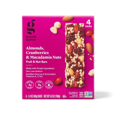 Almonds , Cranberries and Macadamia Fruit and Nut Bars - 5.6oz/4ct - Good & Gather™ - image 1 of 3
