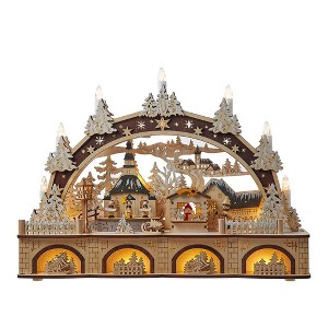 Kurt Adler 17.72-Inch Wooden LED Light-Up Christmas Village With Candle - 1 of 4