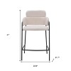 HomeRoots Set of Two 26" Cream and Black Faux Shearling and Steel Counter Height Bar Chairs - 3 of 4