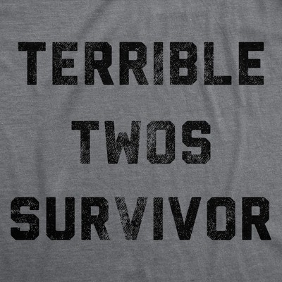 Мужские футболки Crazy Dog T-Shirts, Inc. Mens Funny T Shirts Terrible Twos Survivor Sarcastic Parenting Graphic Novelty Tee for Men - Crazy Dog Men's T Shirt Gift for Dad Dark Grey M — фото 2