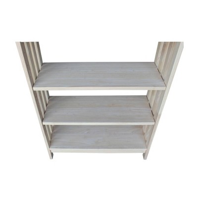 Adjustable Beige Solid Wood 38" 4-Tier Shelf Unit