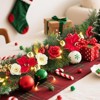 6 ft Prelit Christmas Garland, Red Winter Hanging Garland with Red Flowers, Ball Ornaments,Artificial Christmas Wreath for Fireplace Mantle Staircase - 4 of 4