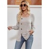 Coolmee Women's Long Sleeve  Sweaters Dressy Casual Business Square Neck Lightweight Sweaters Blouses - 2 of 4
