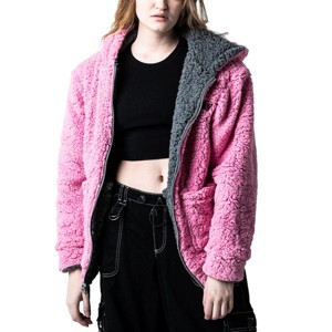 My Melody & Kuromi Long Sleeve Pink & Gray Reversible Adult Hooded Sweatshirt - 1 of 4