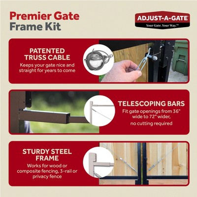 Adjust-A-Gate Steel Frame Anti Sag Gate Building Kit, 36 to 72 Inches Wide Opening Up To 6 Feet High Fence