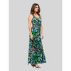24seven Comfort Apparel Womens Blue Butterfly Print Scoop Neck A Line Sleeveless Maxi Dress - 2 of 4