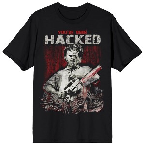 Texas Chainsaw Massacre Leatherface Youve Been Hacked With Body Parts on Black Adult Crew Neck Short Sleeve T-shirt - 1 of 4