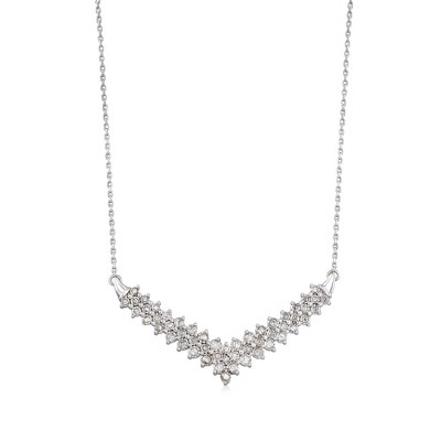 Ross-Simons 1.00 ct. t.w. Diamond Chevron Necklace in Sterling Silver Size 20