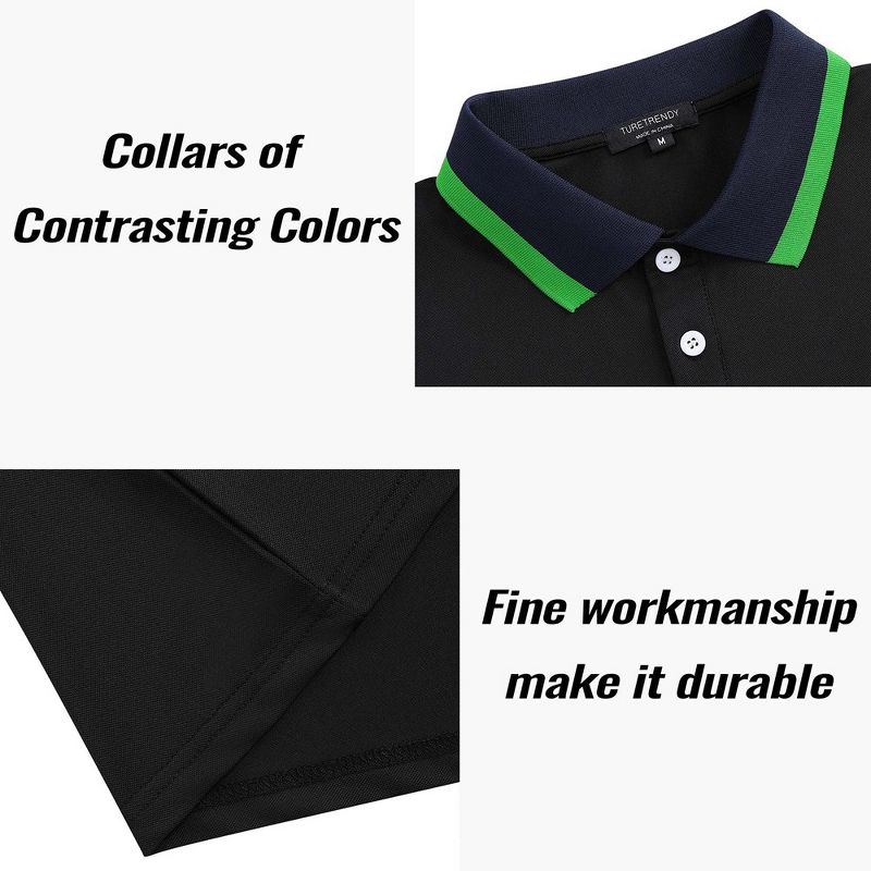 Men's Long Sleeve Polo Shirts Regular Fit Collared T-Shirt Casual Workout Golf Shirts, 4 of 7