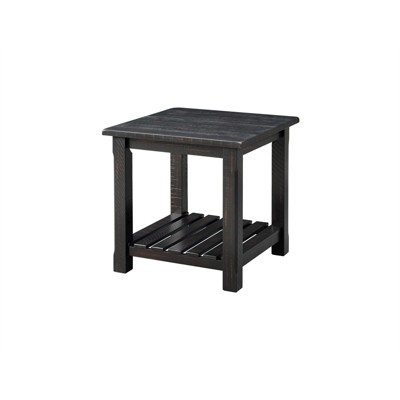 Rustic Solid Wood 1 Drawer End Table Antique Black - Martin Svensson Home