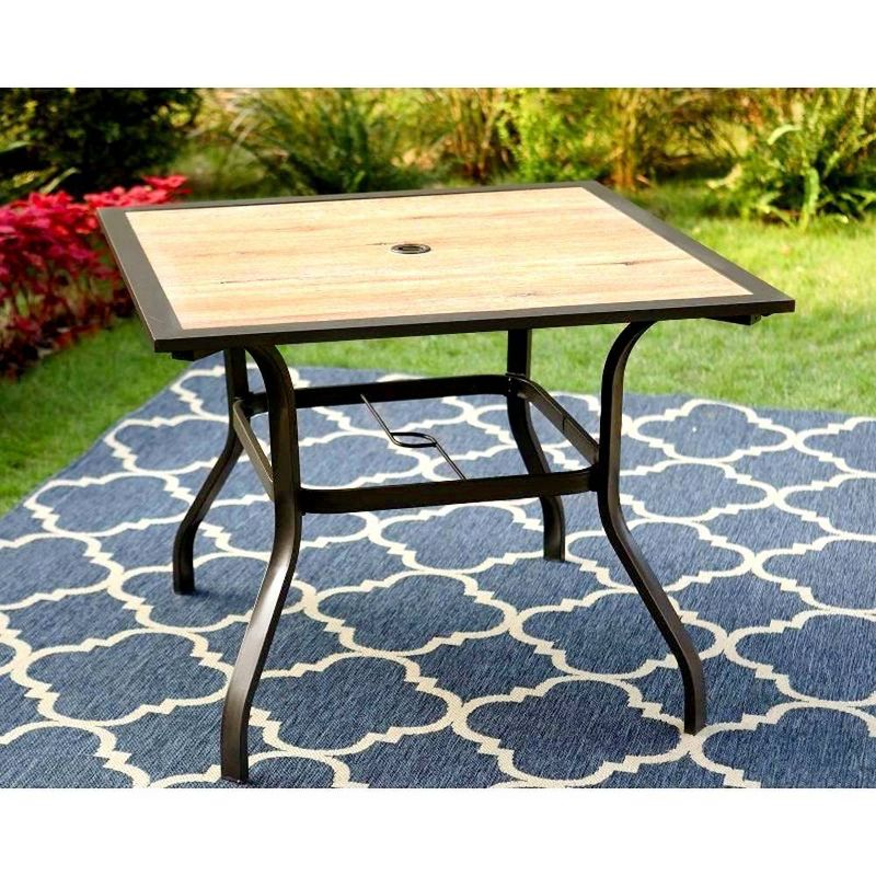 Outdoor Square Steel Dining Table - Brown - Captiva Designs, 2 of 8