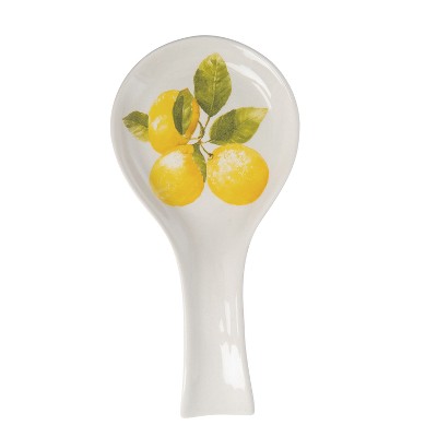 Transpac Dolomite 9 in. Multicolor Everyday Lemon Print Spoon Resin
