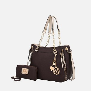 MKF Collection Lina Vegan Leather Shoulder Bag and Wallet by Mia K - Chocolate - 1 of 4