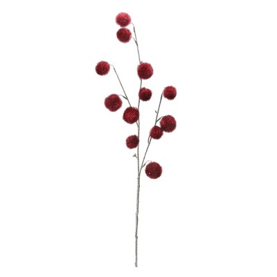 Napco 31" Burgundy Red Pom Pom Artificial Christmas Spray