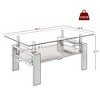 Dolonm Rectangle Coffee Table, Tempered Glass Tabletop with MDF Layer, Modern Table for Living Room , Brown Glass - 3 of 4
