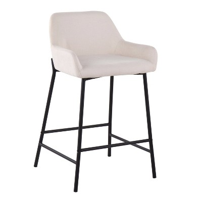 Daniella Cream Fabric and Metal Industrial Counter Stools - Set of 2