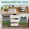 LunaLulinlk White cat litter box furniture with 2 compartments, wooden cat litter box cabinet with drawers - 2 of 4