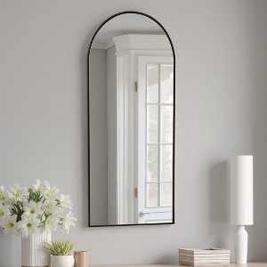 VYNXARIA 57"x20"/64"x25" Arched/Right Angle Full Length Mirror - Gold/Black Aluminum Frame, Freestanding. - 1 of 4