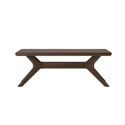 Walnut Brown Solid Wood Rectangular Coffee Table with Cross Legs
