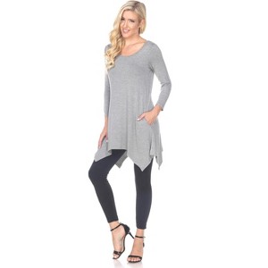 Women's 3/4 Sleeve Makayla Tunic Top with Pockets - White Mark - 1 of 3
