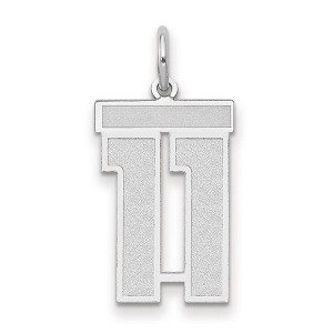 Black Bow Jewelry 14k White Gold, Jersey Collection, Medium Number 11 Pendant - 1 of 3