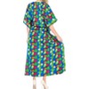 LA LEELA Women's House Daily Routine Evening Wear Vacation Holiday Casual Loungewear Loose Caftan Slit Dress Maxi House Sleep Shirt 2X-3X Blue, Floral - 4 of 4