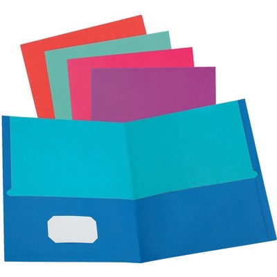 Oxford Twisted Pocket Folder, 8-1/2 x 11 Inches, 2-Pocket, Assorted Colors, pk of 50