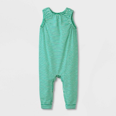 Image of Baby Striped Slub Jersey Romper - Cat & Jack™ Green Newborn