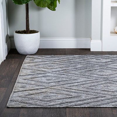 Gray Diamond Synthetic Flat Woven 3x5 Area Rug