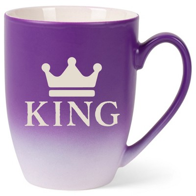 100 North Crown Royalty 10 Ounce Purple and White Two Toned Ombre, Comfortably Fits Your Hands, Ceramic Tea Coffee Cup Mug, King