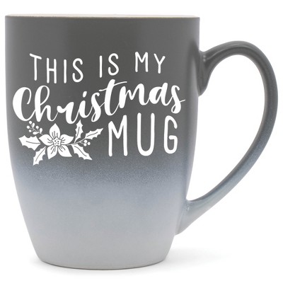 Elanze Designs This Is My Christmas Mug Two Toned Ombre Matte Gray and White 12 ounce Ceramic Stoneware Coffee Cup Mug