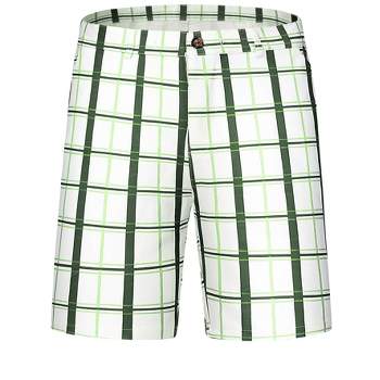 Lars Amadeus Men's Plaid Checked Pattern Regular Fit Flat Front Dress Shorts