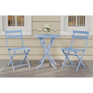 3-Piece Patio Bistro Set Folding Bistro Table and 2 Chairs Outdoor Furniture Sets with Premium Frame Space Saving Weather Resistant for Bistro Balcony - 1 of 4