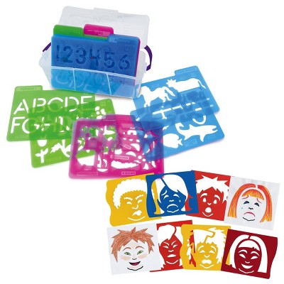 Kaplan Early Learning Stencil Mill Set - ABCs, 123s, Animals, People & Emotions