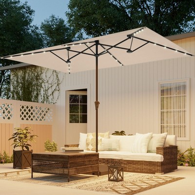 Sonkuki 11x7FT Solar-powered Double-Sided Patio Umbrella with Large Canopy Outdoor Table Umbrella for Garden, deck and pool