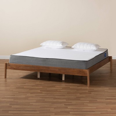 Mid-Century Agatis Ash Walnut King Size Wood Bed Frame