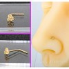Jewelry Avalanche Solid 14K Yellow Gold Nugget Heart Nose Stud, 22G L-Bend Nose Ring Stud - 2 of 4