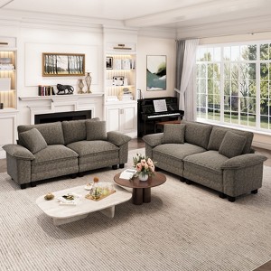 Captiva Designs Cloud Modular 4PC Loveseat Sofa Set, Comfy Deep Seat Sectional Couch for Living Room, Corduroy & Chenille Fabric Upholstery - 1 of 4