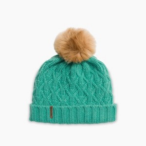 Turtle Fur Yak Wool Mara Pom Beanie - Women's Cuffed Soft Breathable Cold Weather Winter Hat, Mint - 1 of 4