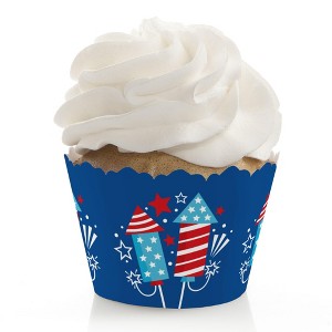 Big Dot of Happiness Firecracker 4th of July - Red, White and Royal Blue Party Decorations - Party Cupcake Wrappers - Set of 12 - 1 of 4