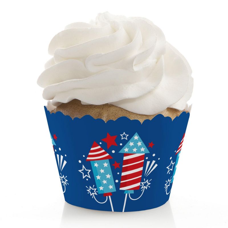Big Dot of Happiness Firecracker 4th of July - Red, White and Royal Blue Party Decorations - Party Cupcake Wrappers - Set of 12, 1 of 5