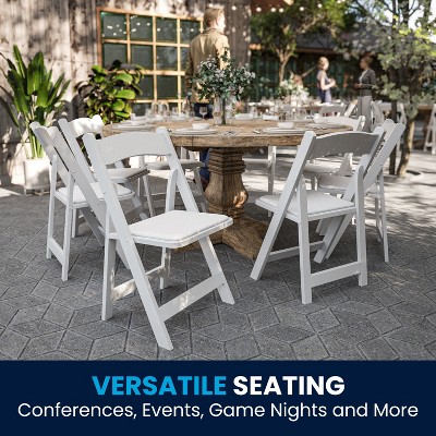 Elegant White Beechwood Folding Chair with Detachable Cushion