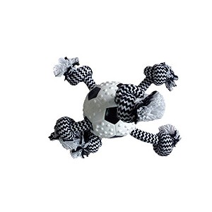 Multipet Soccer Ball with Cotton Chevron Rope - A soccer ball for dogs featuring a cotton chevron rope for added fun. - 1 of 1