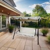 Northlight 3-Seater Outdoor Patio Swing with Adjustable Canopy - Cream - 2 of 4