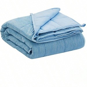 Cooling Weighted Blanket 15 Lbs, Twin Size, 48x72 Inches, Blue - 1 of 4