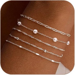Gold Bracelets for Women, 14K Dainty Gold Plated Stackable Bracelets for Women Trendy Waterproof CZ Tennis Bracelet Set - 1 of 4